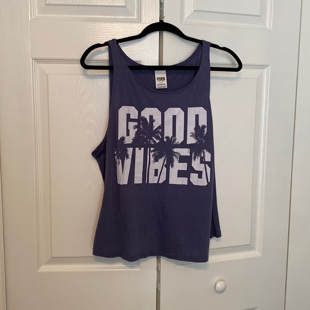 Victoria’s Secret pink cropped good vibes tank large